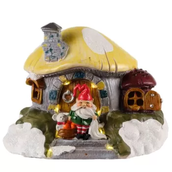 Decoratiune luminoasa Gnome house, Lumineo, 17x13x14 cm, 10 LED-uri, plastic, multicolor imagine