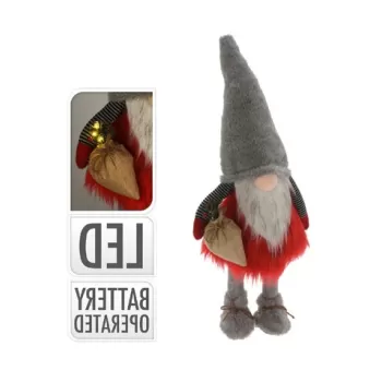Decoratiune luminoasa Gnome w grey hat, 26x26x65 cm, plus, rosu/gri imagine