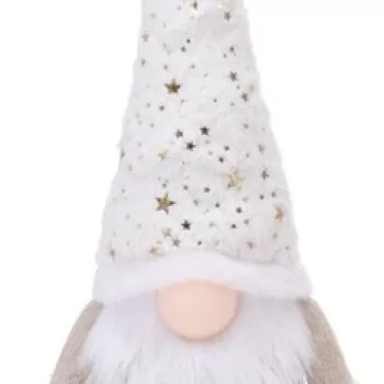 Decoratiune luminoasa Gnome w hat w stars, 17x13x43 cm, poliester, roz imagine