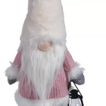 Decoratiune luminoasa Gnome w pink body, 26x18x51 cm, plus, alb/roz imagine