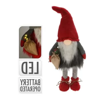 Decoratiune luminoasa Gnome w red hat, 26x26x65 cm, plus, rosu/gri imagine