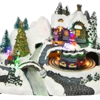 Decoratiune luminoasa House with xmas tree, Lumineo, 15x24x16 cm, plastic, multicolor imagine