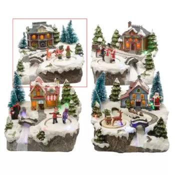 Decoratiune luminoasa Kids and deer, Lumineo, 16x19x15 cm, polirasina, multicolor imagine