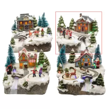 Decoratiune luminoasa Kids and snowman, Lumineo, 16x19x15 cm, polirasina, multicolor imagine