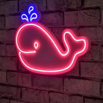 Decoratiune luminoasa LED, Baby Whale, Benzi flexibile de neon, DC 12 V, Roz / Albastru imagine