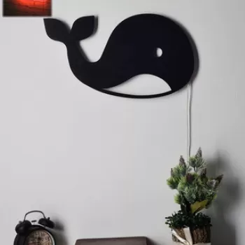 Decoratiune luminoasa LED, Baby Whale, MDF, 60 LED-uri, Rosu imagine