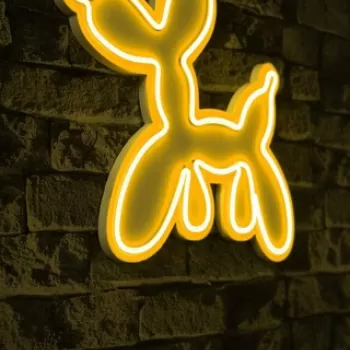 Decoratiune luminoasa LED, Balloon Dog, Benzi flexibile de neon, DC 12 V, Galben imagine