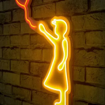 Decoratiune luminoasa LED, Balloon Girl, Benzi flexibile de neon, DC 12 V, Galben rosu imagine
