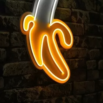 Decoratiune luminoasa LED, Banana, Benzi flexibile de neon, DC 12 V, Galben/Alb imagine