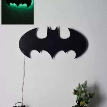 Decoratiune luminoasa LED, Batman, MDF, 60 LED-uri, Verde imagine