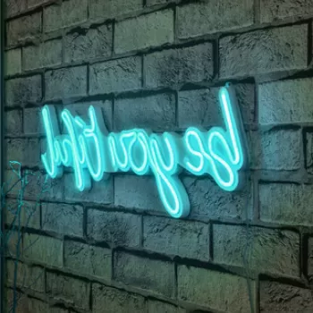 Decoratiune luminoasa LED, Be you tiful, Benzi flexibile de neon, DC 12 V, Albastru imagine