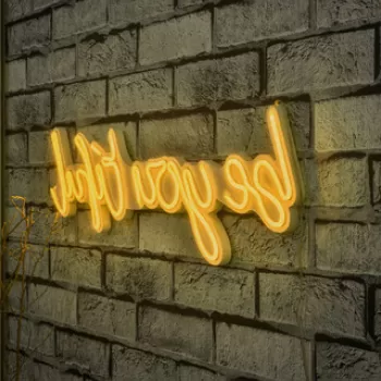 Decoratiune luminoasa LED, Be you tiful, Benzi flexibile de neon, DC 12 V, Galben imagine