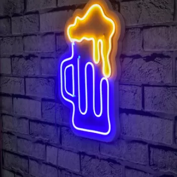 Decoratiune luminoasa LED, Beer Glass, Benzi flexibile de neon, DC 12 V, Albastru / Galben imagine
