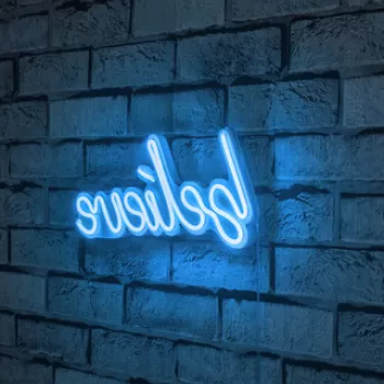 Decoratiune luminoasa LED, Believe, Benzi flexibile de neon, DC 12 V, Albastru imagine
