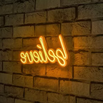 Decoratiune luminoasa LED, Believe, Benzi flexibile de neon, DC 12 V, Galben imagine