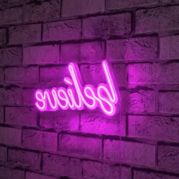 Decoratiune luminoasa LED, Believe, Benzi flexibile de neon, DC 12 V, Roz imagine