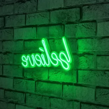 Decoratiune luminoasa LED, Believe, Benzi flexibile de neon, DC 12 V, Verde imagine