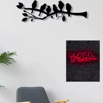 Decoratiune luminoasa LED, Birds, MDF, 60 LED-uri, Rosu imagine