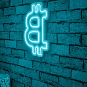 Decoratiune luminoasa LED, Bitcoin, Benzi flexibile de neon, DC 12 V, Albastru imagine