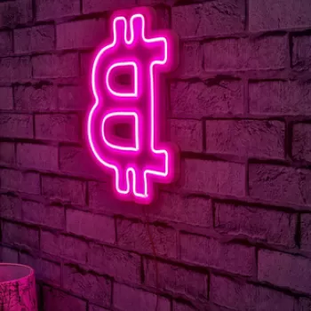 Decoratiune luminoasa LED, Bitcoin, Benzi flexibile de neon, DC 12 V, Roz imagine