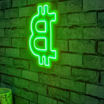 Decoratiune luminoasa LED, Bitcoin, Benzi flexibile de neon, DC 12 V, Verde imagine