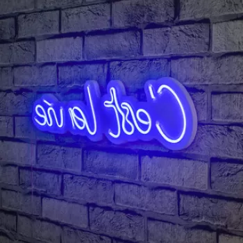 Decoratiune luminoasa LED, C'est La Vie, Benzi flexibile de neon, DC 12 V, Albastru imagine