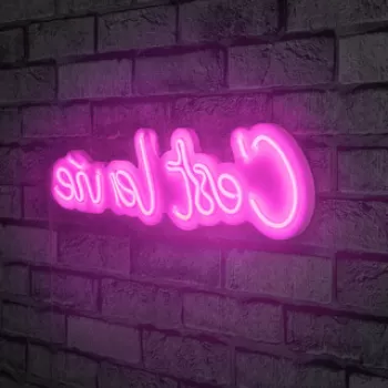 Decoratiune luminoasa LED, C'est La Vie, Benzi flexibile de neon, DC 12 V, Roz imagine