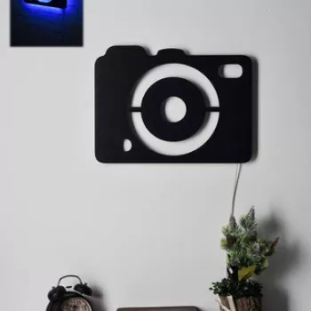 Decoratiune luminoasa LED, Camera, MDF, 60 LED-uri, Albastru imagine