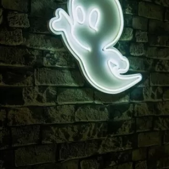 Decoratiune luminoasa LED, Casper The Friendly Ghost, Benzi flexibile de neon, DC 12 V, Alb imagine