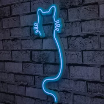 Decoratiune luminoasa LED, Cat, Benzi flexibile de neon, DC 12 V, Albastru imagine