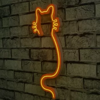 Decoratiune luminoasa LED, Cat, Benzi flexibile de neon, DC 12 V, Galben imagine