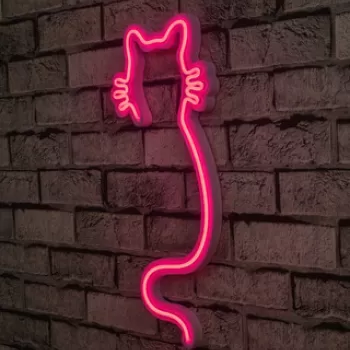 Decoratiune luminoasa LED, Cat, Benzi flexibile de neon, DC 12 V, Roz imagine