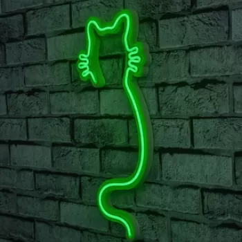 Decoratiune luminoasa LED, Cat, Benzi flexibile de neon, DC 12 V, Verde imagine