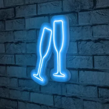 Decoratiune luminoasa LED, Champagne Glasses, Benzi flexibile de neon, DC 12 V, Albastru imagine