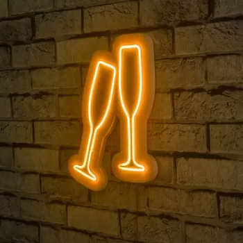 Decoratiune luminoasa LED, Champagne Glasses, Benzi flexibile de neon, DC 12 V, Galben imagine