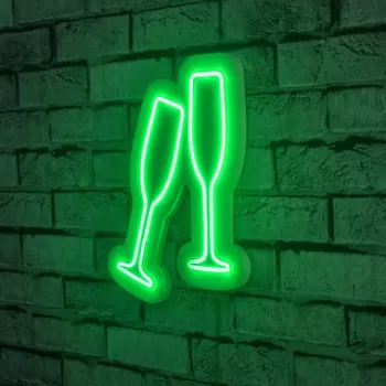 Decoratiune luminoasa LED, Champagne Glasses, Benzi flexibile de neon, DC 12 V, Verde imagine