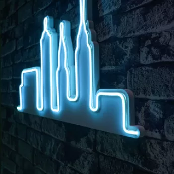 Decoratiune luminoasa LED, City Skyline, Benzi flexibile de neon, DC 12 V, Albastru imagine