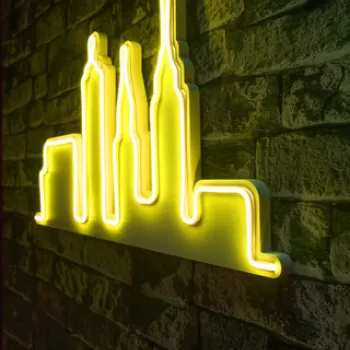 Decoratiune luminoasa LED, City Skyline, Benzi flexibile de neon, DC 12 V, Galben imagine