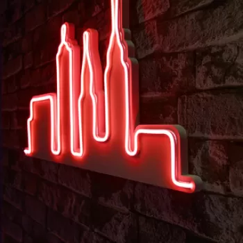 Decoratiune luminoasa LED, City Skyline, Benzi flexibile de neon, DC 12 V, Rosu imagine