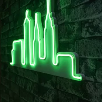 Decoratiune luminoasa LED, City Skyline, Benzi flexibile de neon, DC 12 V, Verde imagine