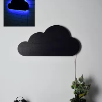 Decoratiune luminoasa LED, Cloud, MDF, 60 LED-uri, Albastru imagine