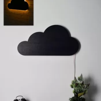 Decoratiune luminoasa LED, Cloud, MDF, 60 LED-uri, Galben imagine