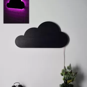 Decoratiune luminoasa LED, Cloud, MDF, 60 LED-uri, Roz imagine