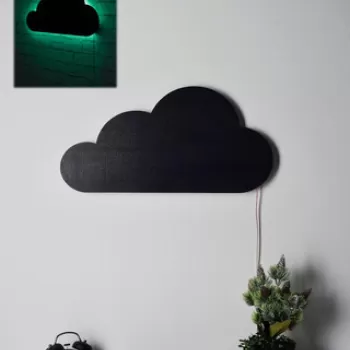 Decoratiune luminoasa LED, Cloud, MDF, 60 LED-uri, Verde imagine