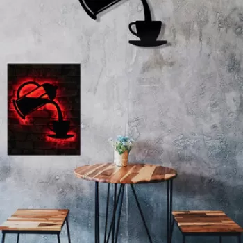 Decoratiune luminoasa LED, Coffee, MDF, 60 LED-uri, Rosu imagine