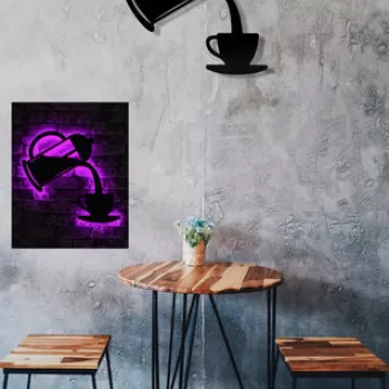 Decoratiune luminoasa LED, Coffee, MDF, 60 LED-uri, Roz imagine
