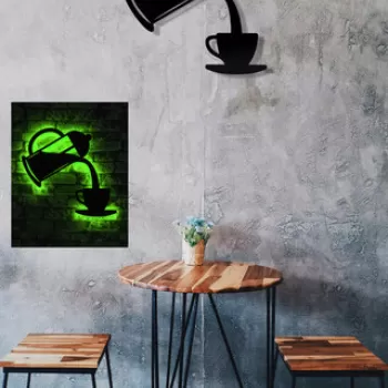 Decoratiune luminoasa LED, Coffee, MDF, 60 LED-uri, Verde imagine
