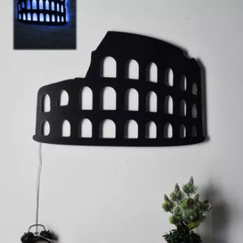 Decoratiune luminoasa LED, Colosseum, MDF, 60 LED-uri, Albastru imagine