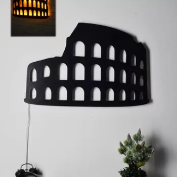 Decoratiune luminoasa LED, Colosseum, MDF, 60 LED-uri, Galben imagine