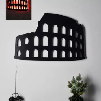 Decoratiune luminoasa LED, Colosseum, MDF, 60 LED-uri, Rosu imagine